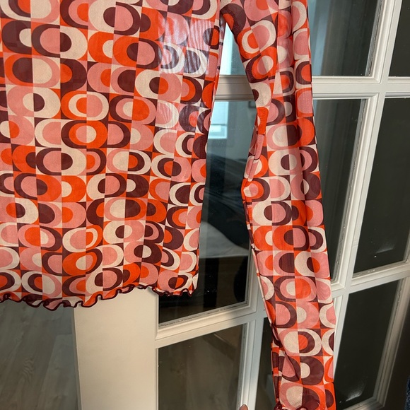 Only Sheer Multicolour Geometric Pattern Top - Picture 3 of 6